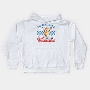 Funny 4th Of July, Just Here For The Wieners Kids Hoodie